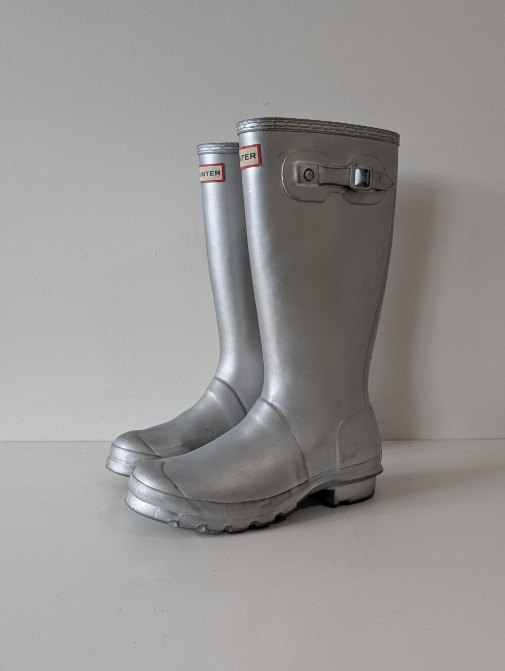 Hunter Original Metallic sliver Rubber Rain Boots US Size 5 / EUR 37